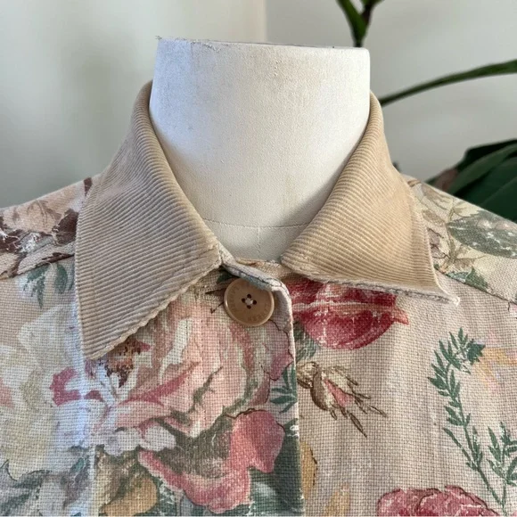 NWOT Lauren Ralph Lauren Floral Chore Coat / Barn Jacket, Size Medium - Picture 3 of 14